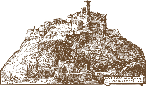 LA ROCCA DI ARONA IN UN'ILLUSTRAZIONE DI CARLO BINI, 1938